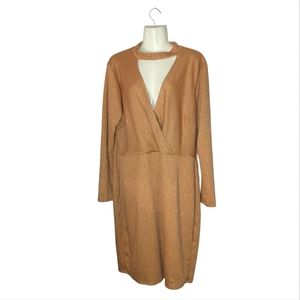 Ribbed Long Sleeve Choker Dress 2X